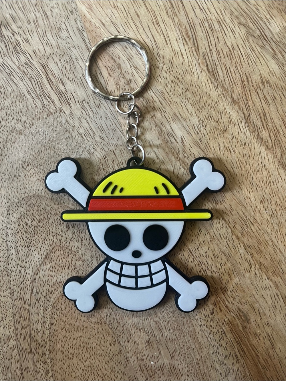 Skull & Crossbones Straw Hat Keychain - Yellow Accent